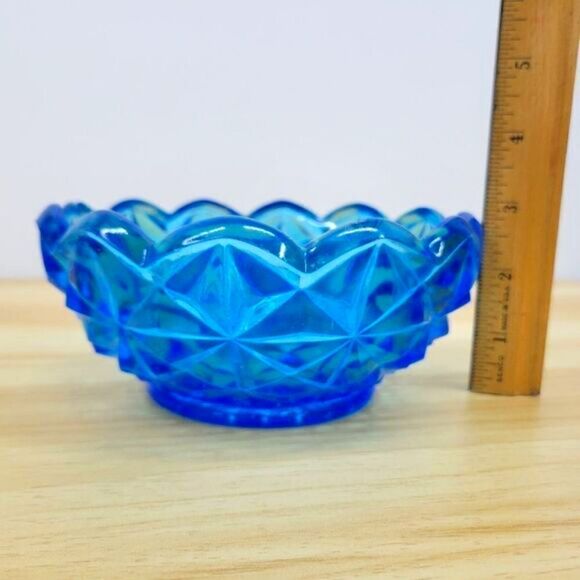 Vintage Monticello Indiana Glass Blue  Candy Dish - Picture 11 of 16